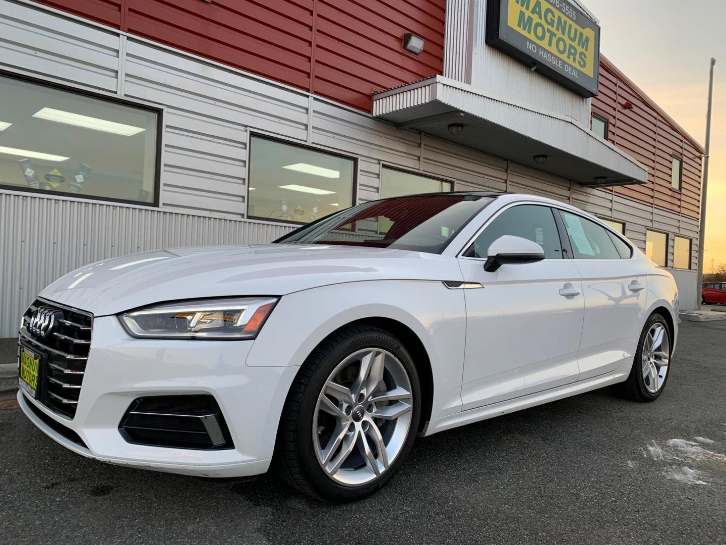 2019 WHITE /Black AUDI A5 SPORTBACK 2.0T QUATTRO PREMIUM (WAUANCF55KA) with an 2.0L engine, Automatic transmission, located at 1960 Industrial Drive, Wasilla, 99654, (907) 274-2277, 61.573475, -149.400146 - Photo#1