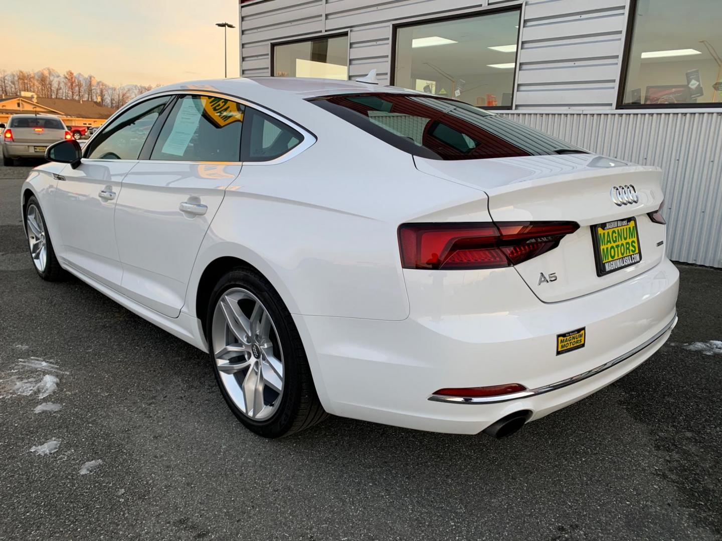 2019 WHITE /Black AUDI A5 SPORTBACK 2.0T QUATTRO PREMIUM (WAUANCF55KA) with an 2.0L engine, Automatic transmission, located at 1960 Industrial Drive, Wasilla, 99654, (907) 274-2277, 61.573475, -149.400146 - Photo#2