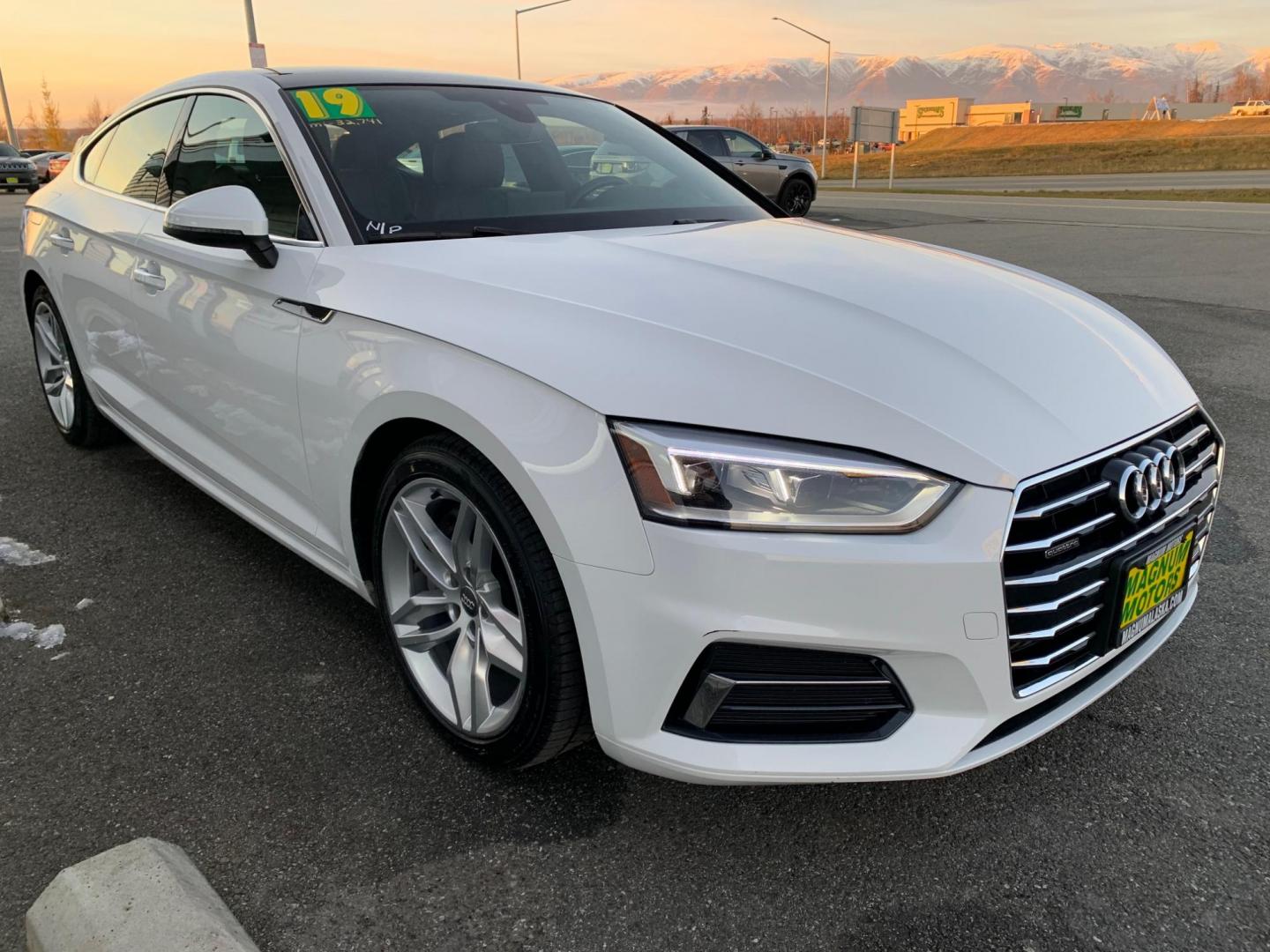 2019 WHITE /Black AUDI A5 SPORTBACK 2.0T QUATTRO PREMIUM (WAUANCF55KA) with an 2.0L engine, Automatic transmission, located at 1960 Industrial Drive, Wasilla, 99654, (907) 274-2277, 61.573475, -149.400146 - Photo#5