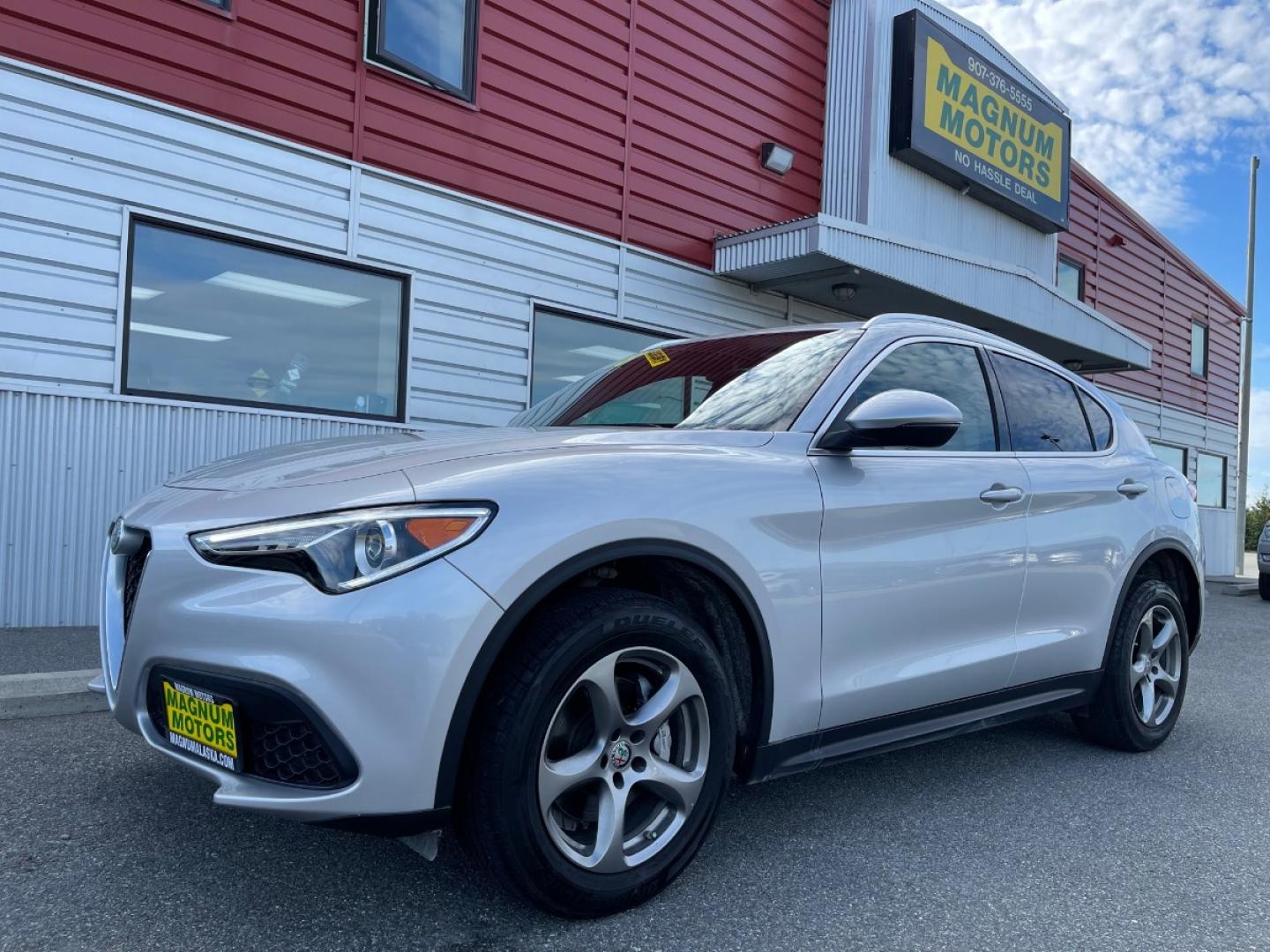 2018 SILVER /Black ALFA ROMEO STELVIO BASE (ZASFAKAN5J7) with an 2.0L engine, Automatic transmission, located at 1960 Industrial Drive, Wasilla, 99654, (907) 274-2277, 61.573475, -149.400146 - Photo#0