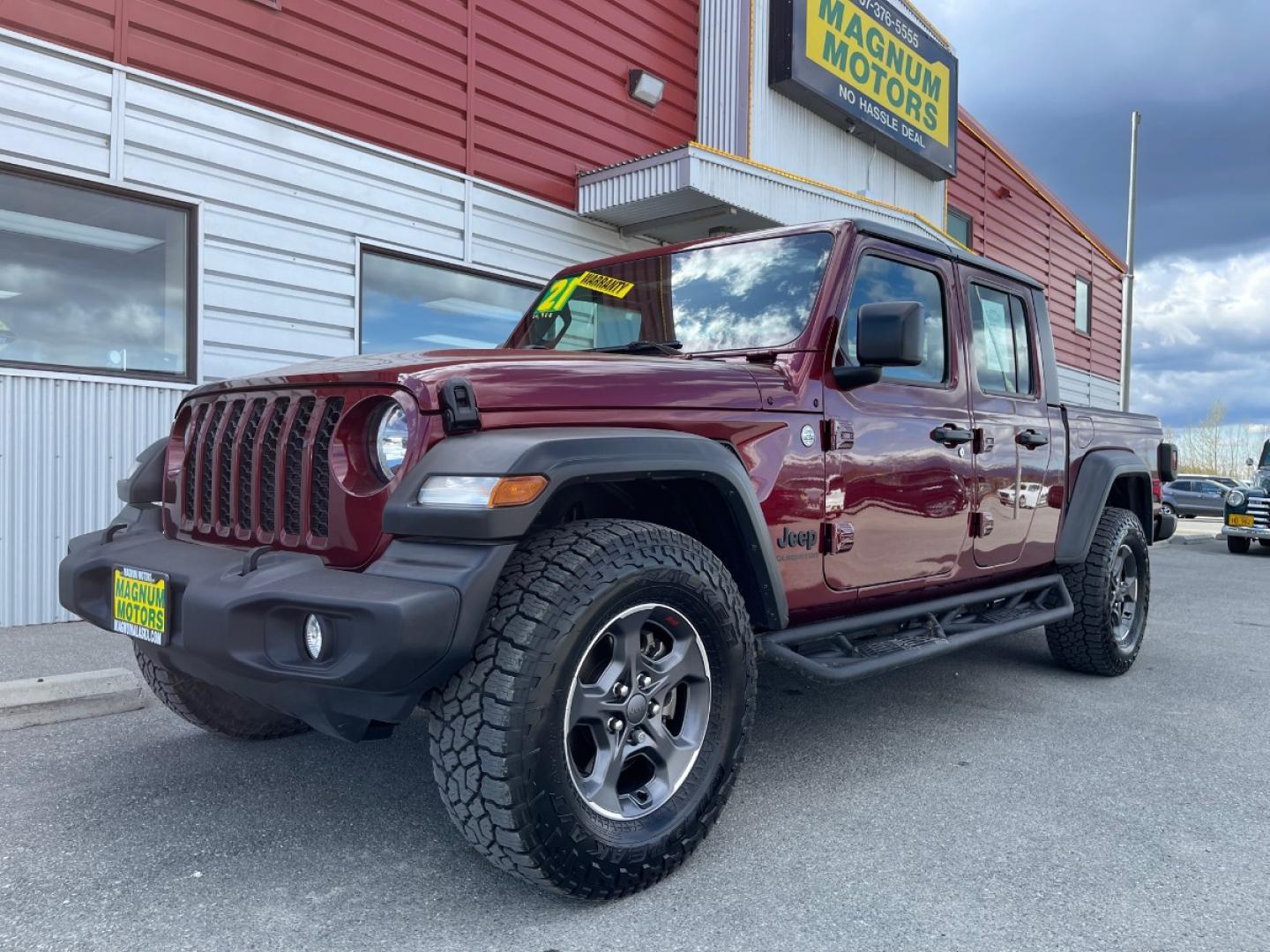 2021 MAROON /Black JEEP GLADIATOR SPORT (1C6HJTAG5ML) with an 3.6L engine, 6-Speed Manual transmission, located at 1960 Industrial Drive, Wasilla, 99654, (907) 274-2277, 61.573475, -149.400146 - Photo#1