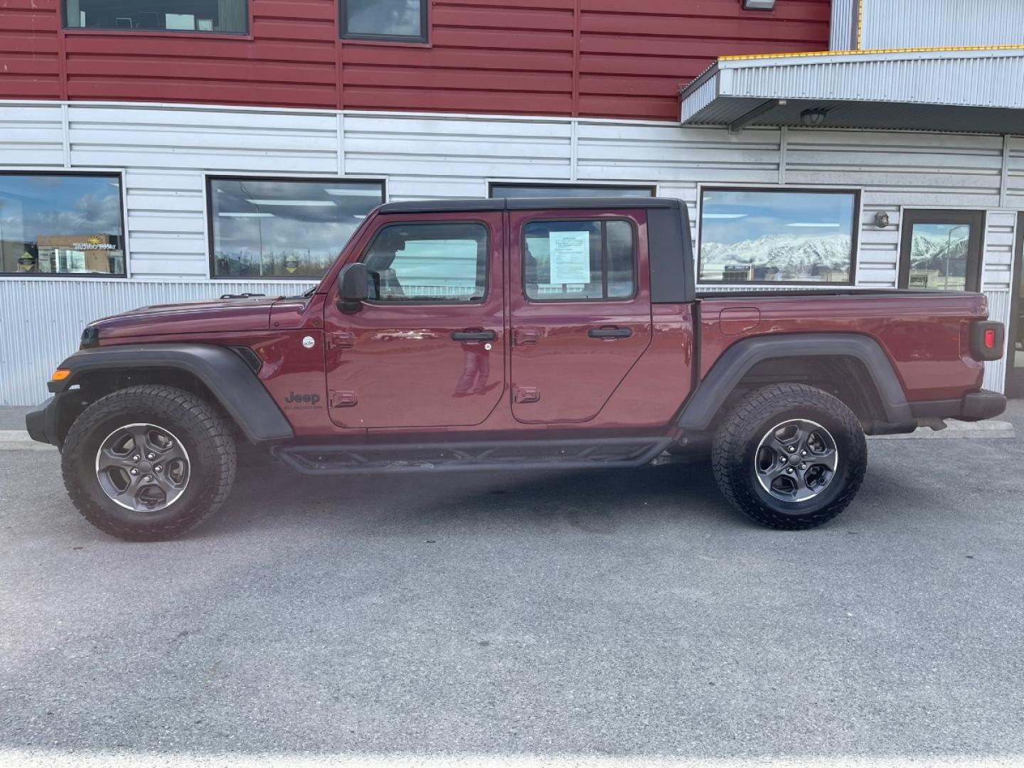 2021 MAROON /Black JEEP GLADIATOR SPORT (1C6HJTAG5ML) with an 3.6L engine, 6-Speed Manual transmission, located at 1960 Industrial Drive, Wasilla, 99654, (907) 274-2277, 61.573475, -149.400146 - Photo#0