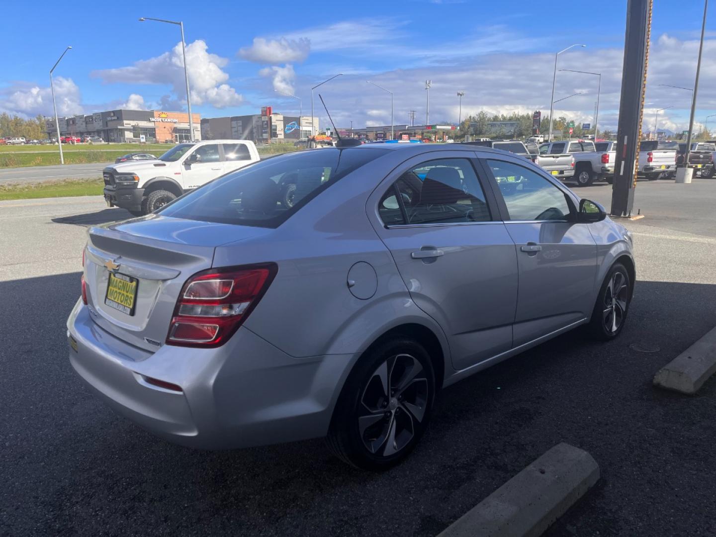 2020 Silver /gray Chevrolet Sonic Premier Auto Sedan (1G1JF5SB2L4) with an 1.4L L4 DOHC 24V TURBO engine, 6A transmission, located at 1960 Industrial Drive, Wasilla, 99654, (907) 274-2277, 61.573475, -149.400146 - Photo#5