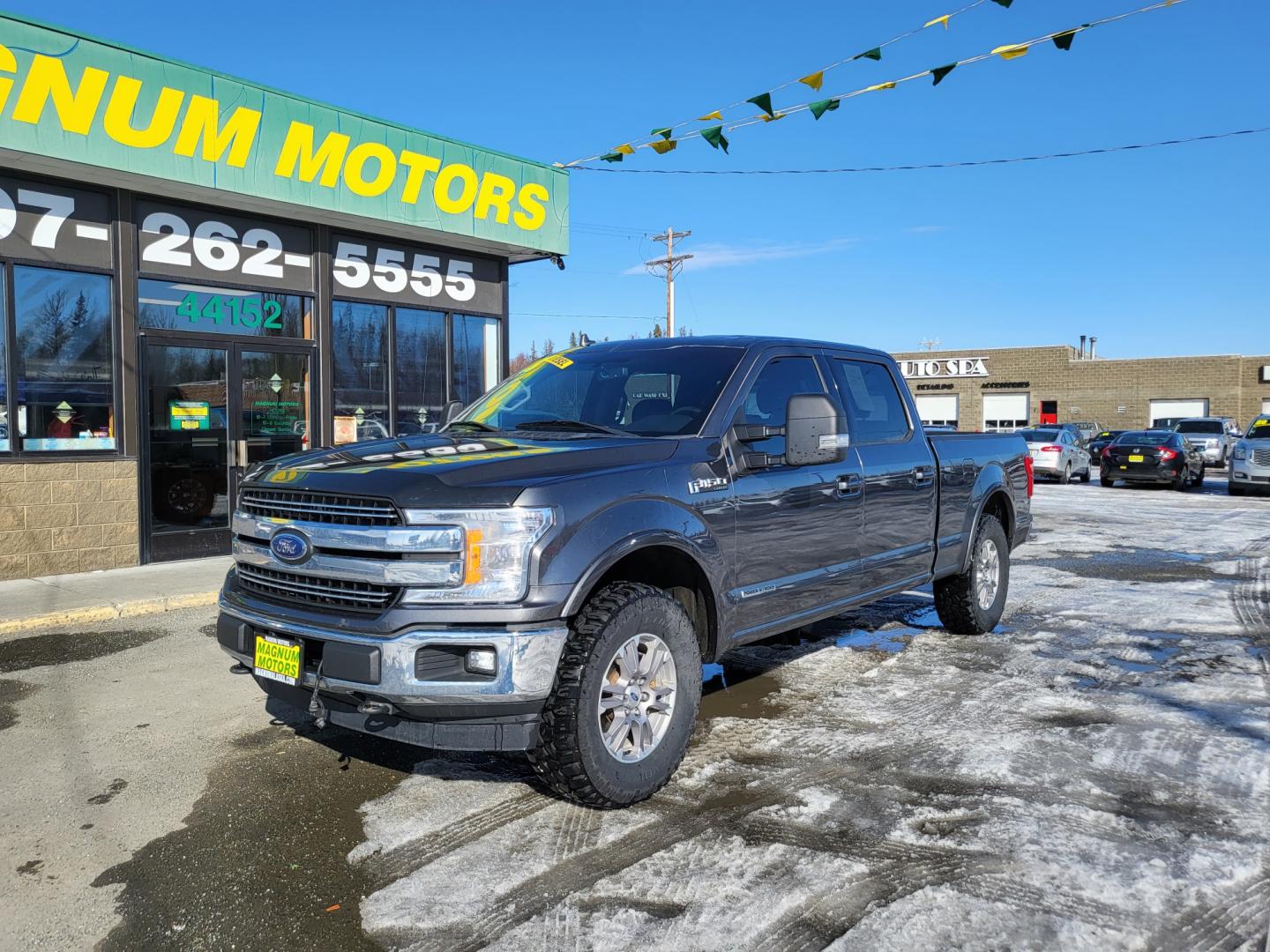 2018 Gray /black Ford F-150 Lariet SuperCrew 6.5-ft. Bed 4WD (1FTFW1E1XJF) with an 3.0 V6 DIESEL engine, 6A transmission, located at 1960 Industrial Drive, Wasilla, 99654, (907) 274-2277, 61.573475, -149.400146 - Photo#0