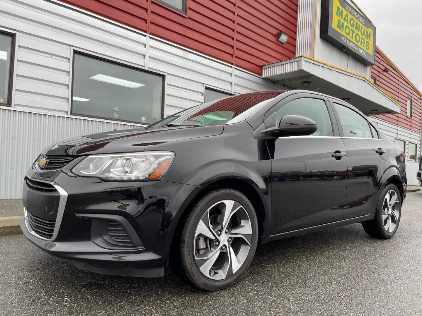 2020 BLACK /Black CHEVROLET SONIC PREMIER (1G1JF5SB2L4) with an 1.4L engine, Automatic transmission, located at 1960 Industrial Drive, Wasilla, 99654, (907) 274-2277, 61.573475, -149.400146 - Photo#0