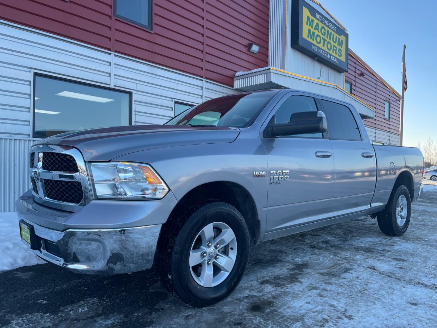 2020 Silver /Gray RAM 1500 Classic SLT Crew Cab 4WD (1C6RR7TT9LS) with an 5.7L V8 OHV 16V engine, 8A transmission, located at 1960 Industrial Drive, Wasilla, 99654, (907) 274-2277, 61.573475, -149.400146 - Photo#2