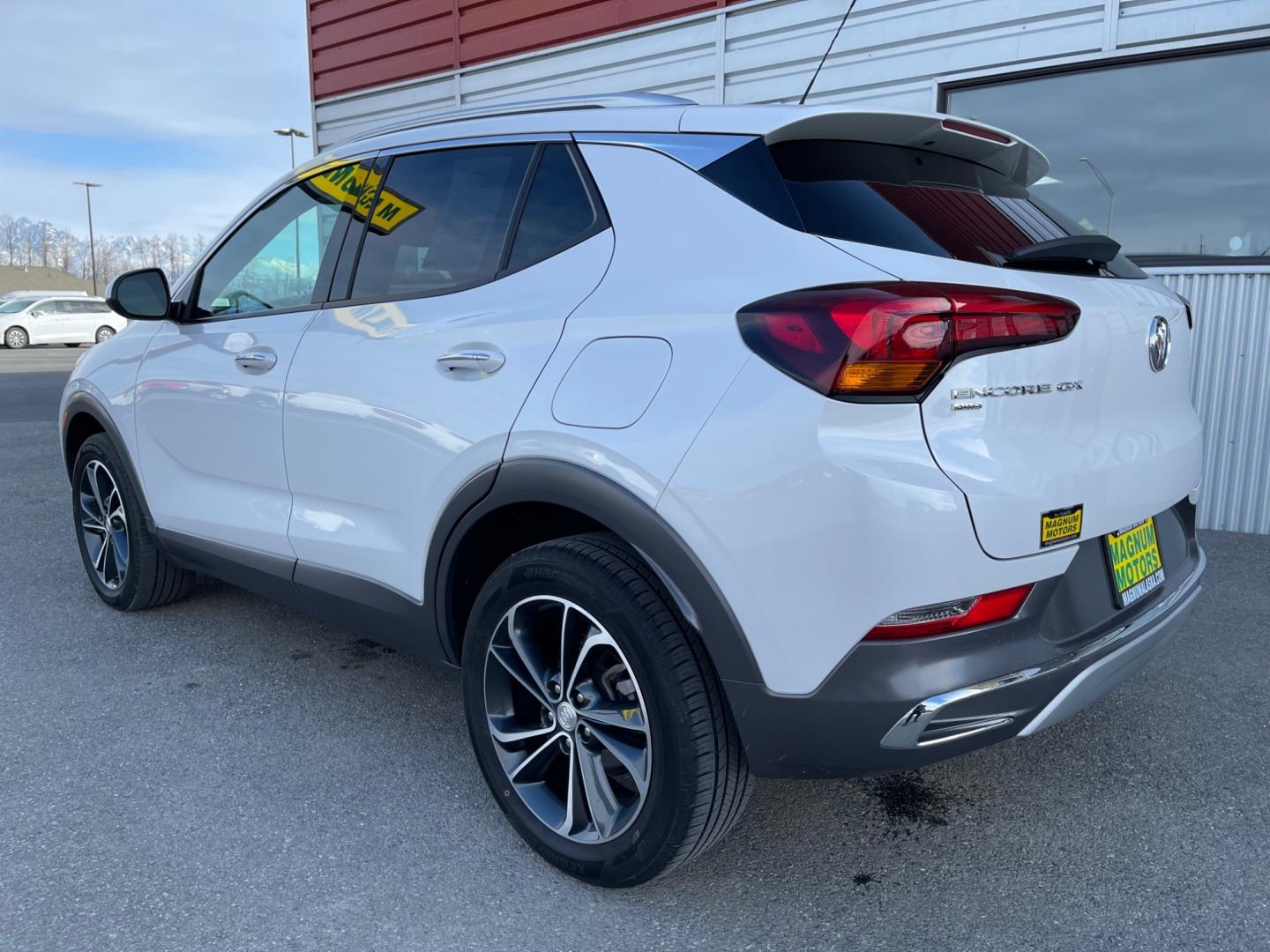 2021 White /Two-tone Buick Encore GX Essence AWD (KL4MMGSL9MB) with an 1.3L L3 TURBO engine, 9A transmission, located at 1960 Industrial Drive, Wasilla, 99654, (907) 274-2277, 61.573475, -149.400146 - Photo#3