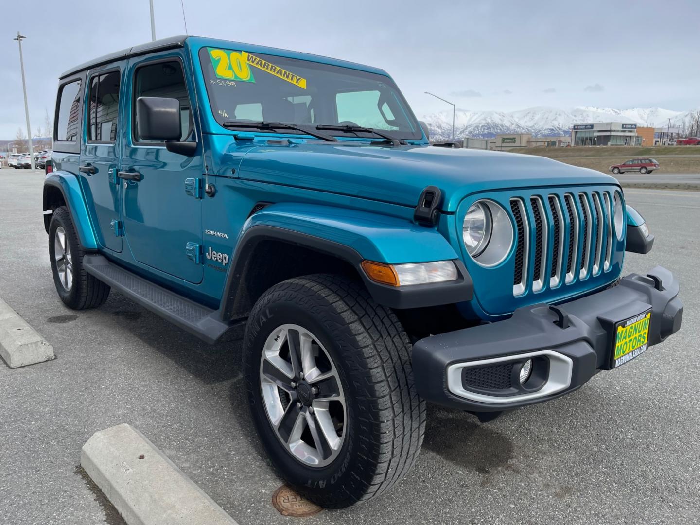 2020 TEAL /Black JEEP WRANGLER UNLIMI SAHARA (1C4HJXENXLW) with an 2.0L engine, Automatic transmission, located at 1960 Industrial Drive, Wasilla, 99654, (907) 274-2277, 61.573475, -149.400146 - Photo#5