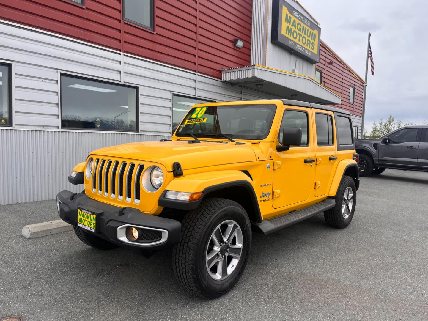 2020 YELLOW JEEP WRANGLER UNLIMI SAHARA (1C4HJXEN2LW) with an 2.0L engine, Automatic transmission, located at 1960 Industrial Drive, Wasilla, 99654, (907) 274-2277, 61.573475, -149.400146 - Photo#1