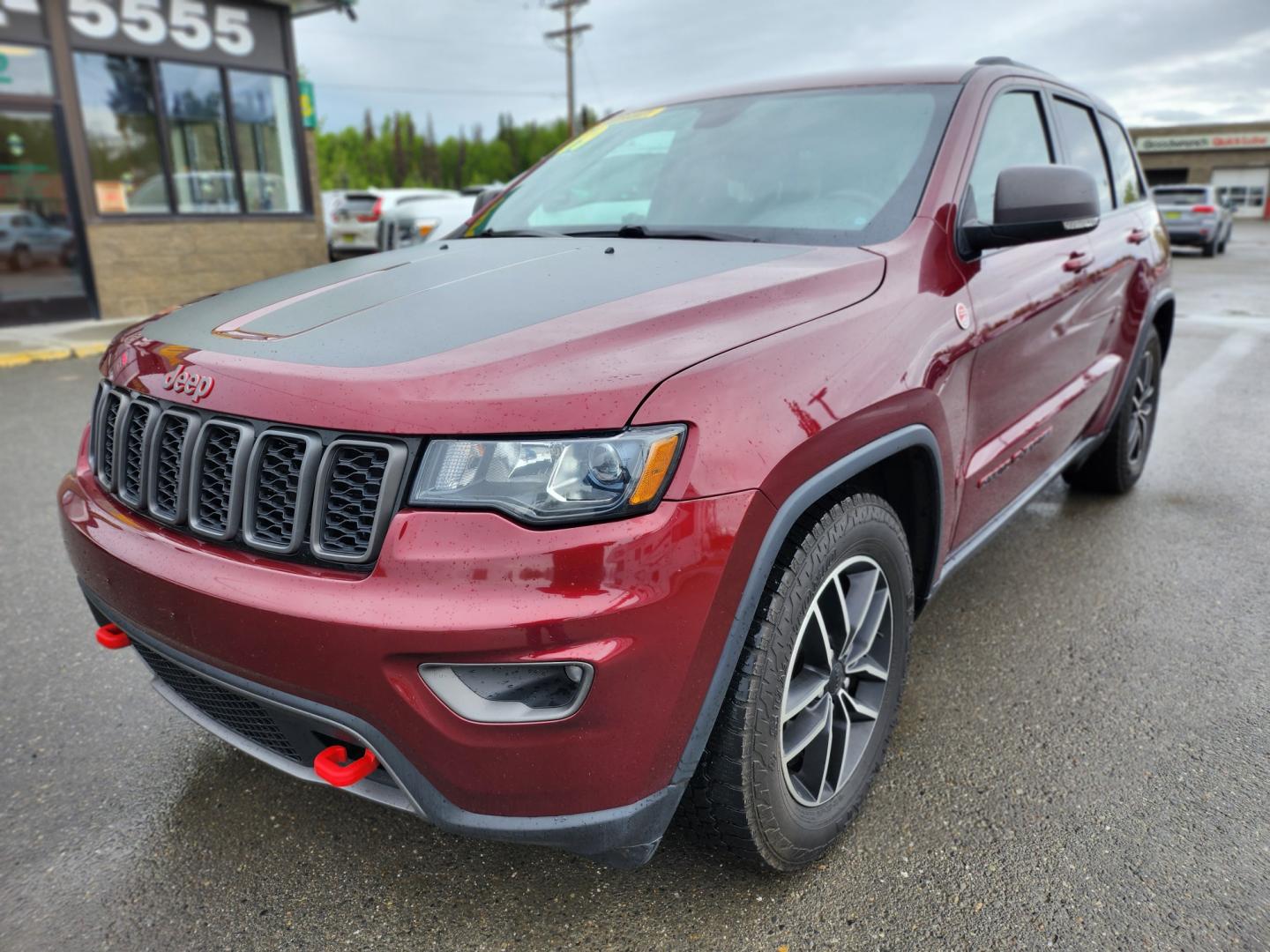 2019 Burgundy /Black Jeep Grand Cherokee Trailhawk 4WD (1C4RJFLG7KC) with an 3.6L V6 DOHC 24V engine, 8A transmission, located at 1960 Industrial Drive, Wasilla, 99654, (907) 274-2277, 61.573475, -149.400146 - Photo#3