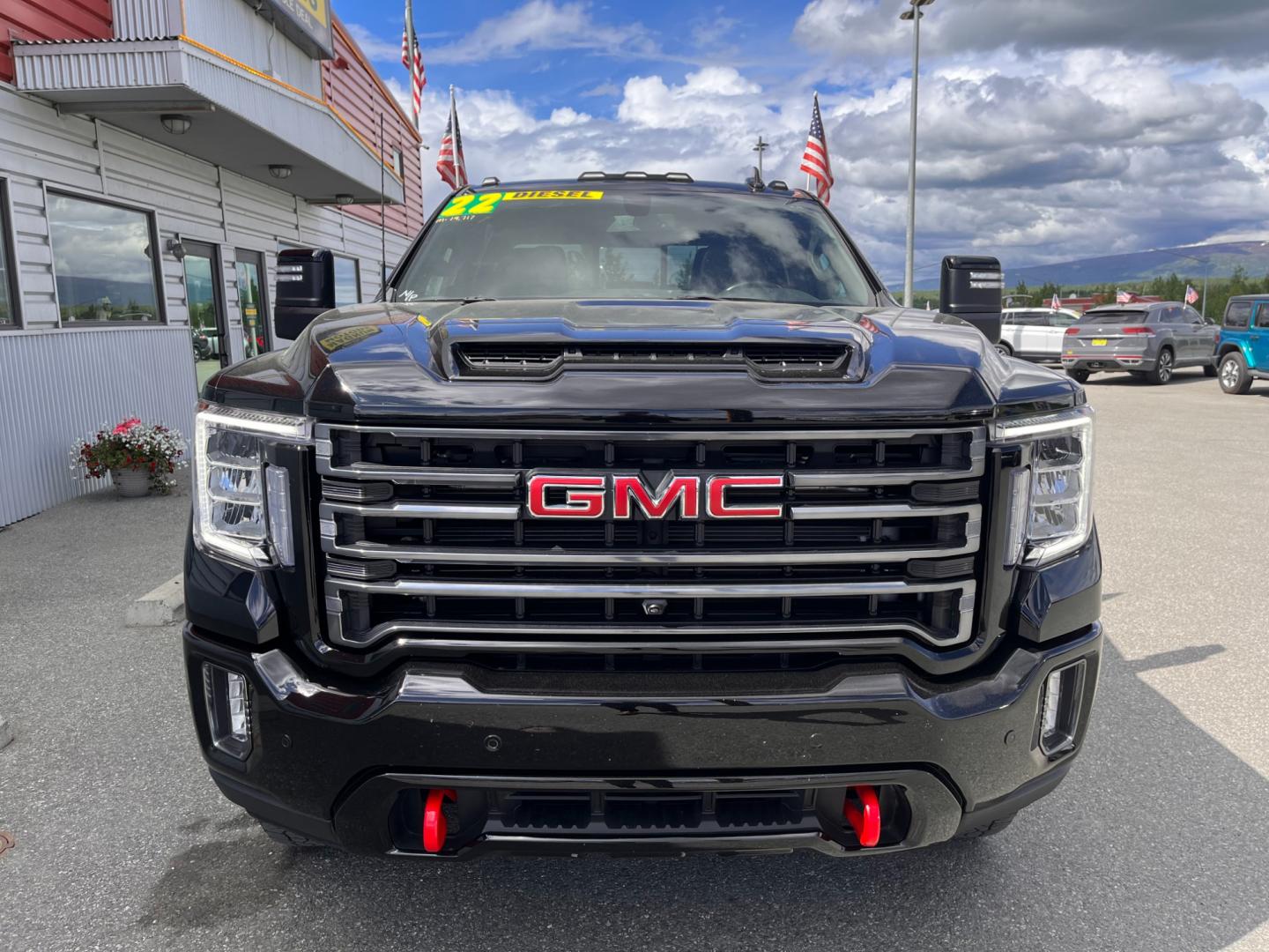 2022 Black GMC Sierra 3500HD AT4 Crew Cab Long Box 4WD (1GT49VEY3NF) with an 6.6L V8 OHV 16 DIESEL engine, 6A transmission, located at 1960 Industrial Drive, Wasilla, 99654, (907) 274-2277, 61.573475, -149.400146 - Photo#6