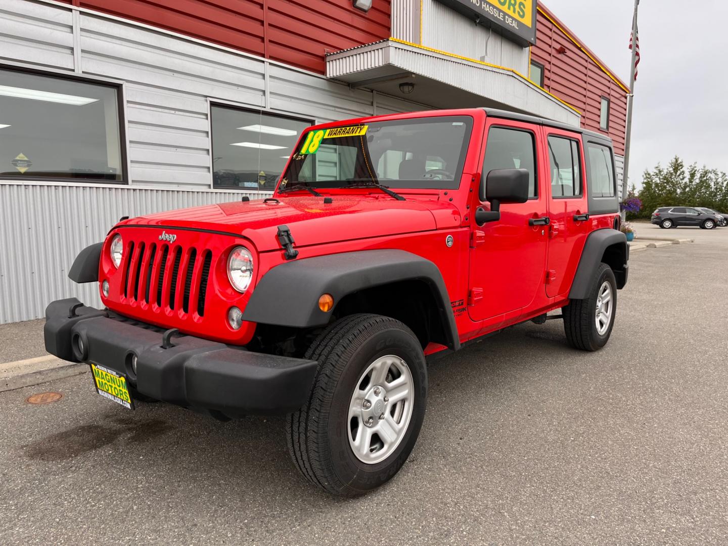 2018 RED JEEP WRANGLER JK UNL SPORT (1C4BJWDG2JL) with an 3.6L engine, 6-Speed Manual transmission, located at 1960 Industrial Drive, Wasilla, 99654, (907) 274-2277, 61.573475, -149.400146 - Photo#1