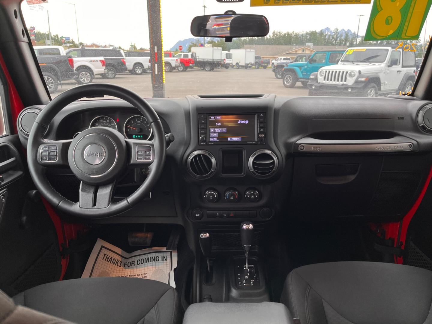 2018 RED JEEP WRANGLER JK UNL SPORT (1C4BJWDG2JL) with an 3.6L engine, 6-Speed Manual transmission, located at 1960 Industrial Drive, Wasilla, 99654, (907) 274-2277, 61.573475, -149.400146 - Photo#12