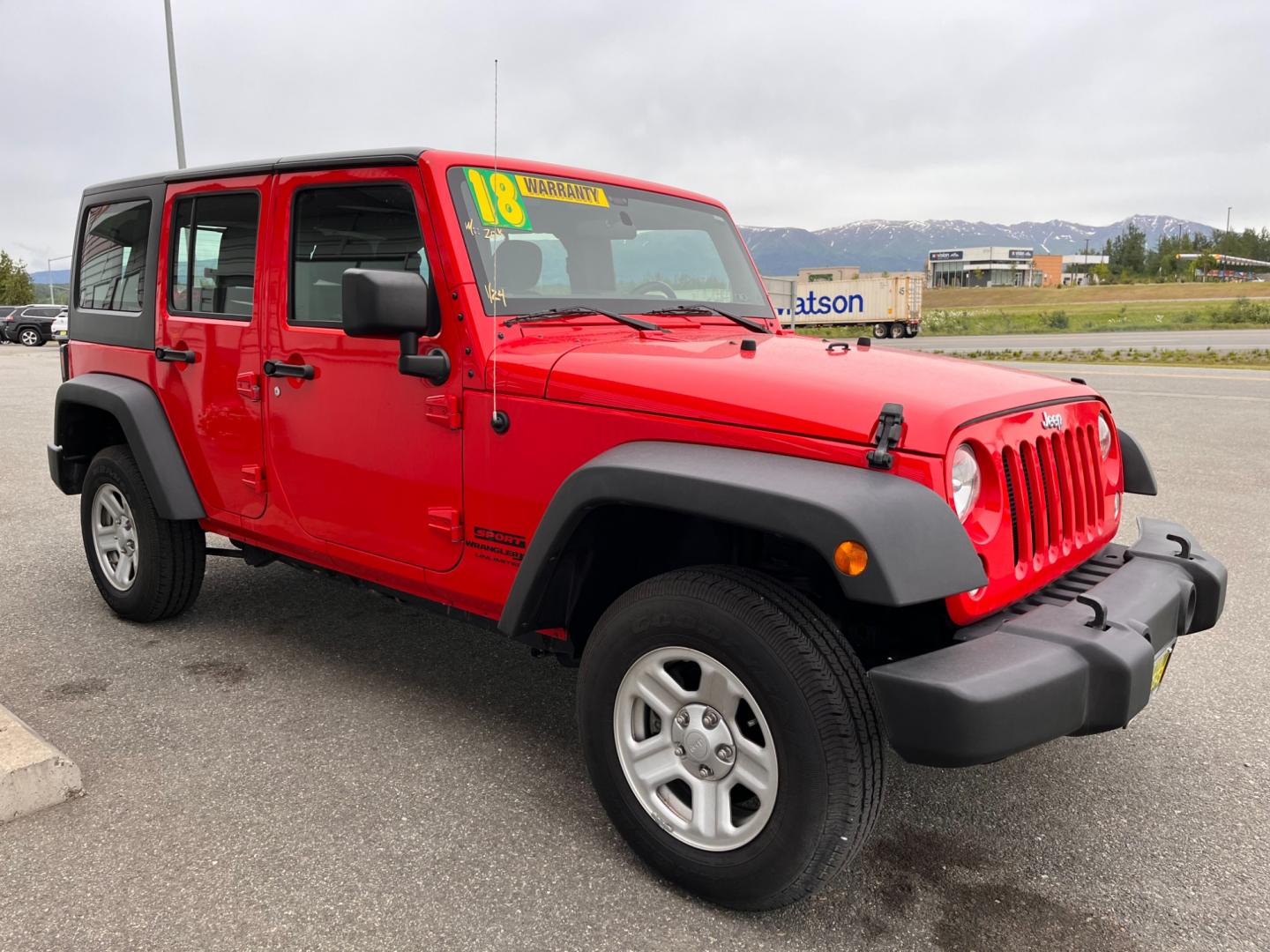 2018 RED JEEP WRANGLER JK UNL SPORT (1C4BJWDG2JL) with an 3.6L engine, 6-Speed Manual transmission, located at 1960 Industrial Drive, Wasilla, 99654, (907) 274-2277, 61.573475, -149.400146 - Photo#5