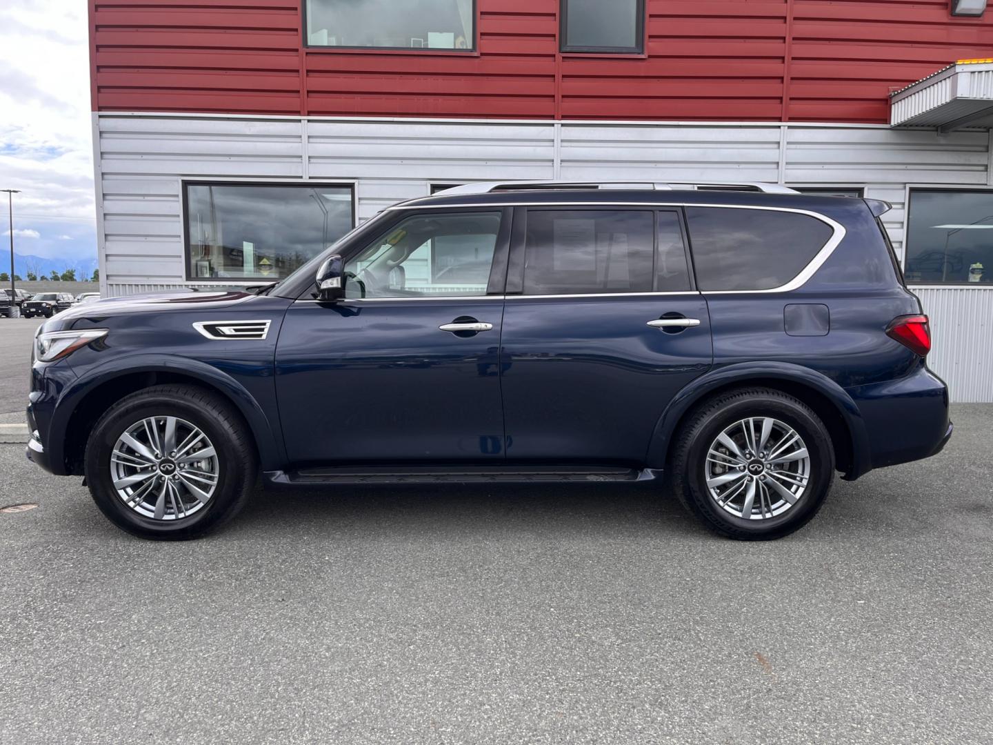 2021 BLUE INFINITI QX80 LUXE (JN8AZ2AE8M9) with an 5.6L engine, Automatic transmission, located at 1960 Industrial Drive, Wasilla, 99654, (907) 274-2277, 61.573475, -149.400146 - Photo#0