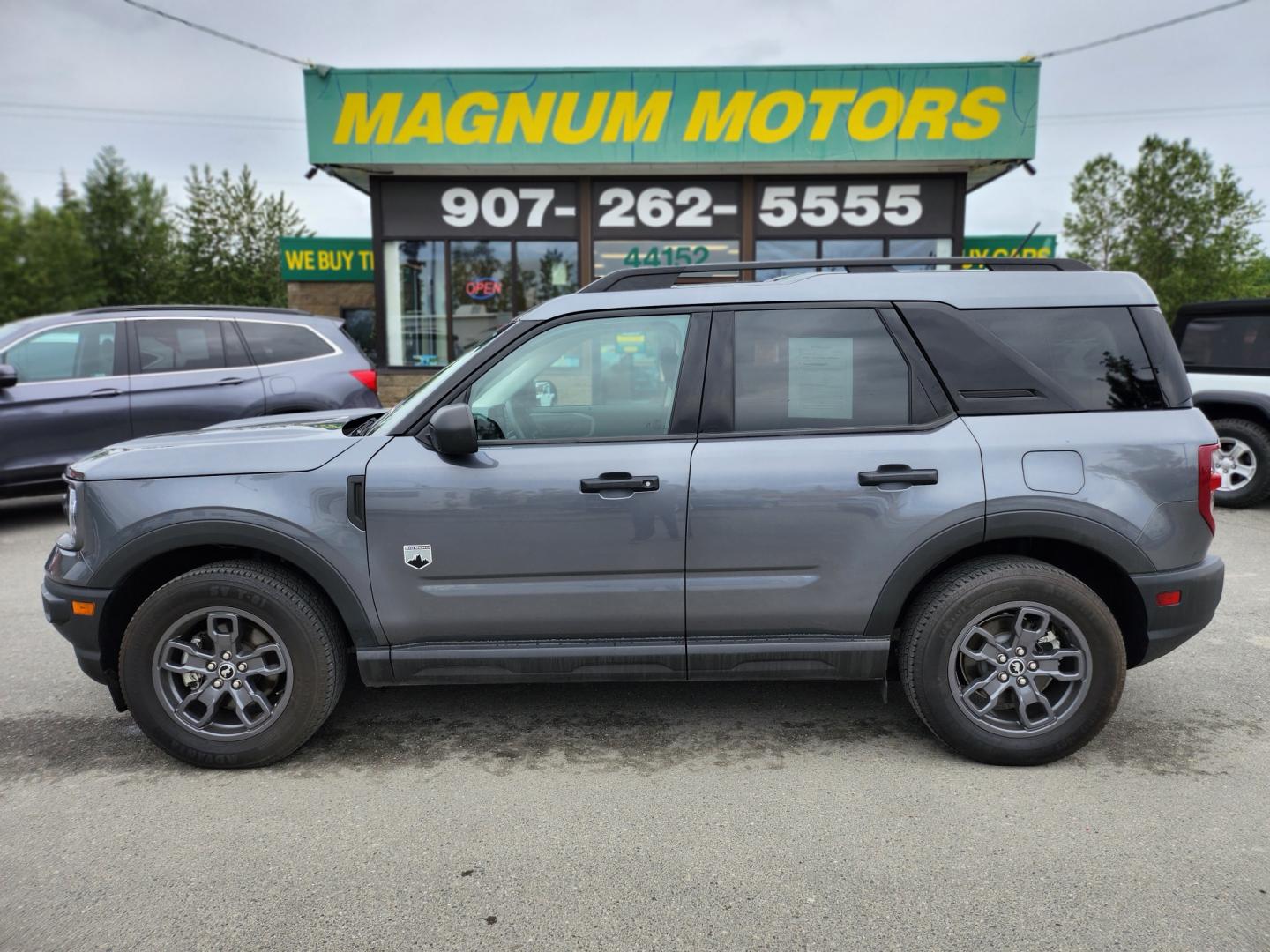 2021 Gray /GRAY Ford Bronco Sport Big Bend (3FMCR9B66MR) with an 1.5L L3 engine, 8A transmission, located at 1960 Industrial Drive, Wasilla, 99654, (907) 274-2277, 61.573475, -149.400146 - Photo#0