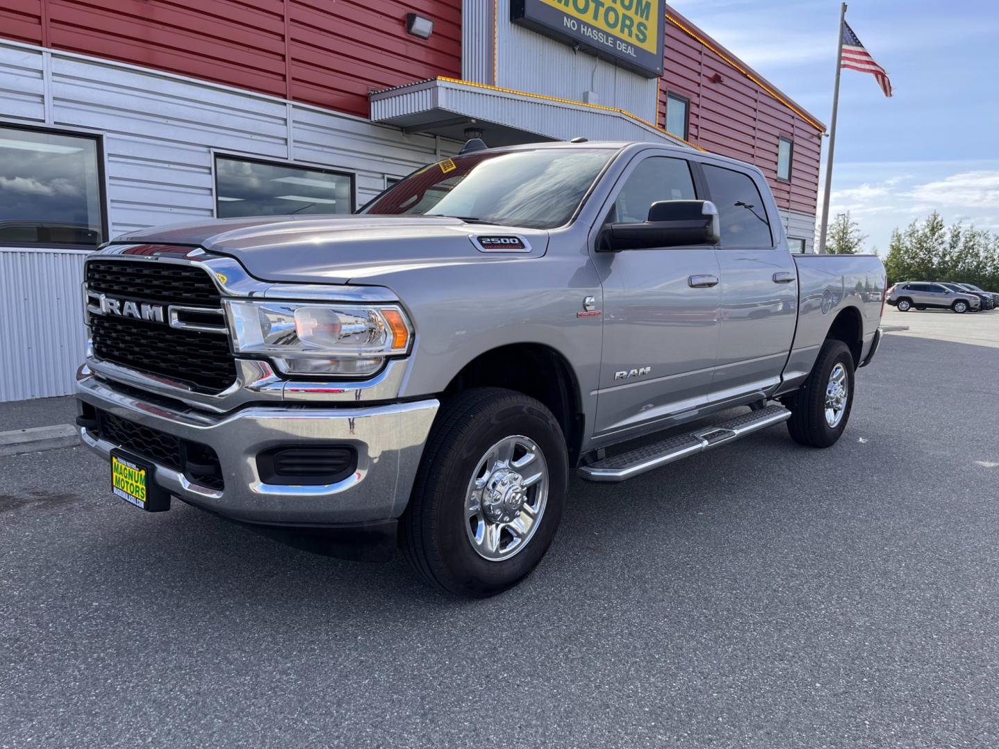 2022 Silver RAM 2500 Big Horn Crew Cab SWB 4WD (3C6UR5DL4NG) with an 6.7L L6 OHV 24V TURBO DIESEL engine, 6A transmission, located at 1960 Industrial Drive, Wasilla, 99654, (907) 274-2277, 61.573475, -149.400146 - Photo#0