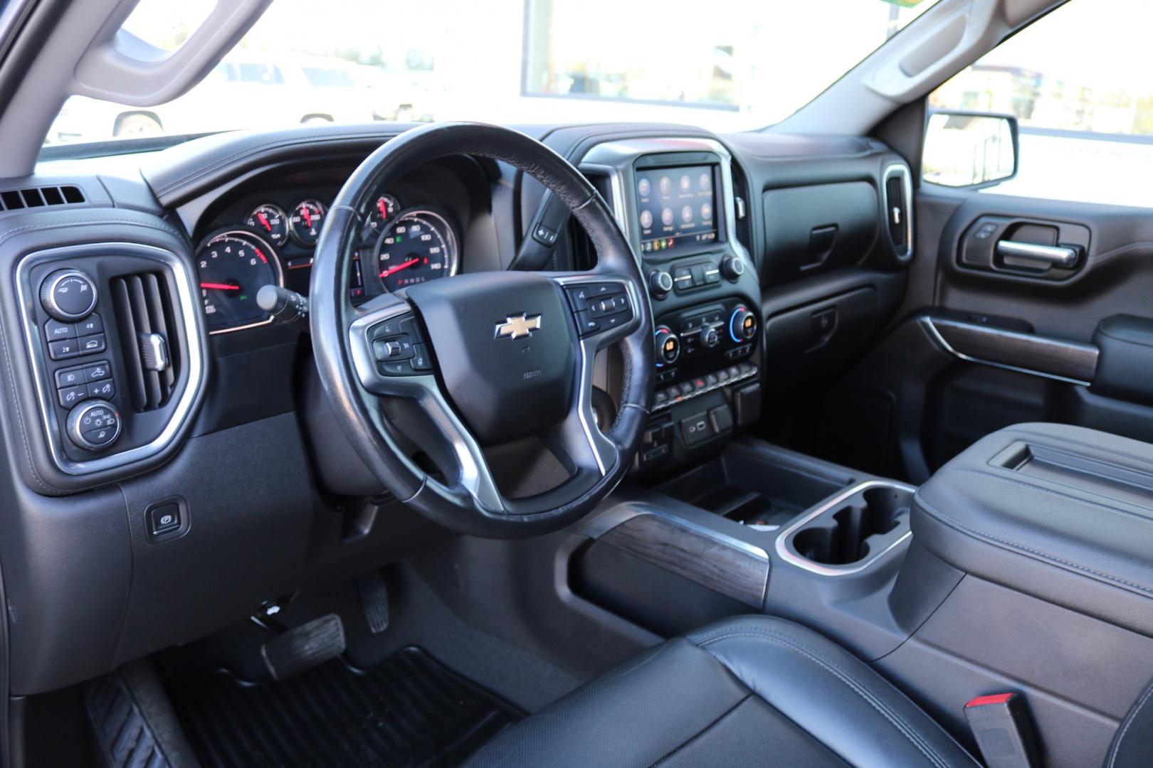 2019 Blue /black leather Chevrolet Silverado 1500 LTZ Crew Cab 4WD (3GCUYGED8KG) with an 5.3L V8 OHV 16V engine, 6A transmission, located at 1960 Industrial Drive, Wasilla, 99654, (907) 274-2277, 61.573475, -149.400146 - Photo#8