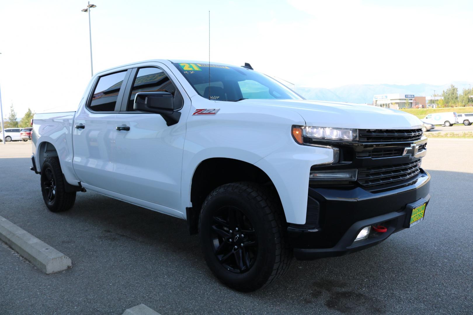 2021 White /Black Chevrolet Silverado 1500 LT Trail Boss Crew Cab 4WD (1GCPYFED1MZ) with an 5.3L V8 OHV 16V engine, 8A transmission, located at 1960 Industrial Drive, Wasilla, 99654, (907) 274-2277, 61.573475, -149.400146 - Photo#6