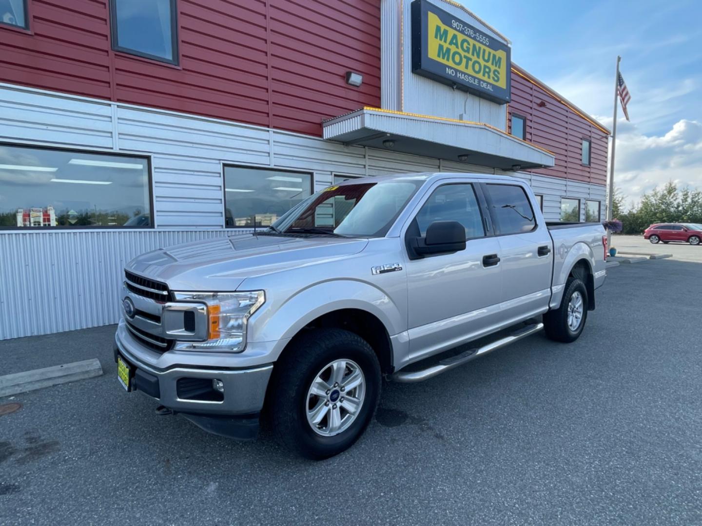 2018 Silver Ford F-150 XLT SuperCrew 5.5-ft. 4x4 (1FTEW1E52JF) with an 5.0L V8 OHV 32V engine, 6A transmission, located at 1960 Industrial Drive, Wasilla, 99654, (907) 274-2277, 61.573475, -149.400146 - Photo#1