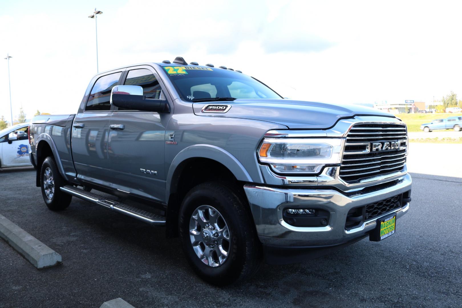 2022 GRAY /Black leather RAM 3500 LARAMIE (3C63R3EL7NG) with an 6.7L engine, Automatic transmission, located at 1960 Industrial Drive, Wasilla, 99654, (907) 274-2277, 61.573475, -149.400146 - Photo#5