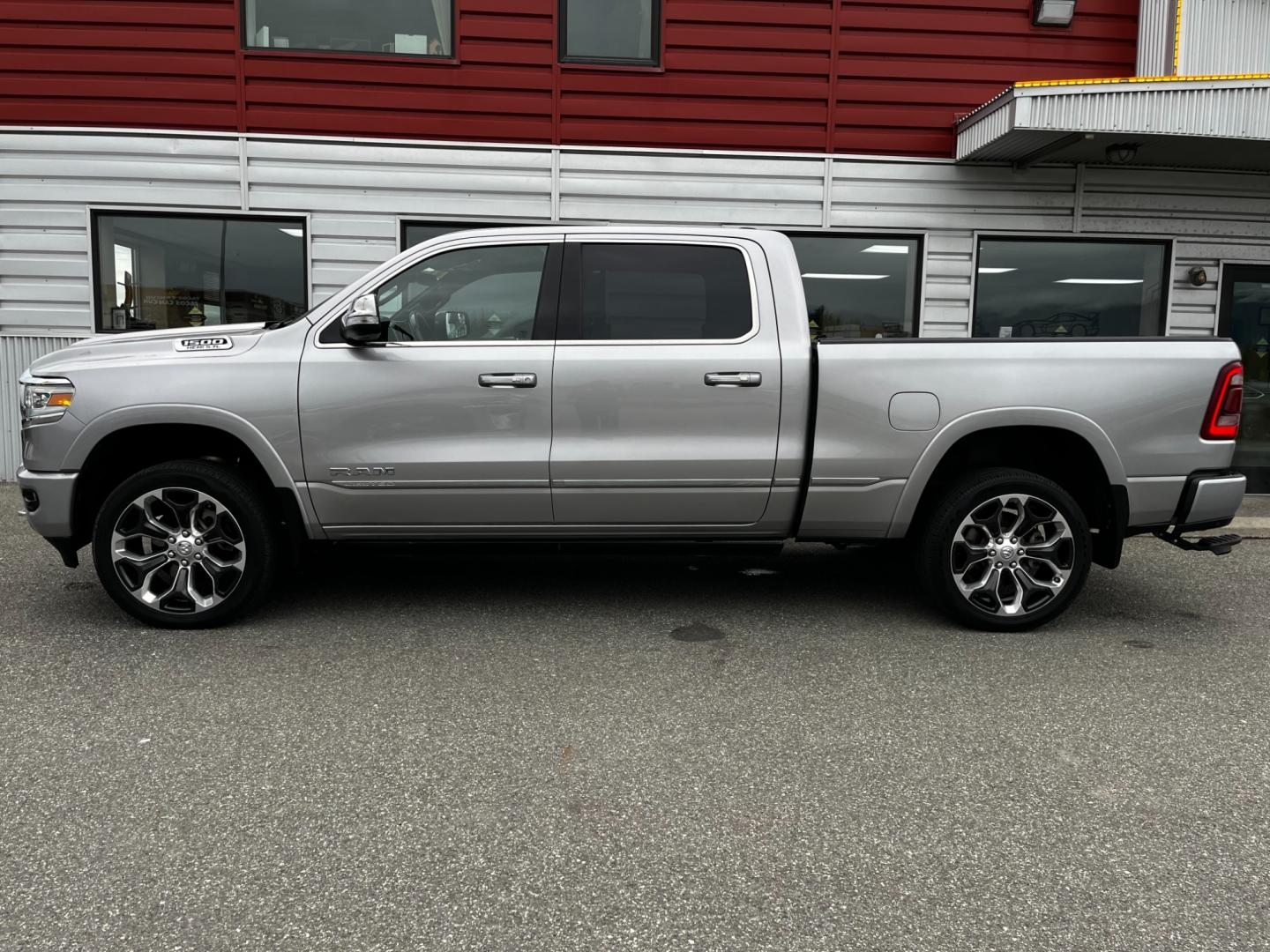 2019 Gray /Black leather RAM 1500 Limited Crew Cab 4WD (1C6SRFPT8KN) with an 5.7L V8 OHV 16V engine, 8A transmission, located at 1960 Industrial Drive, Wasilla, 99654, (907) 274-2277, 61.573475, -149.400146 - Photo#1