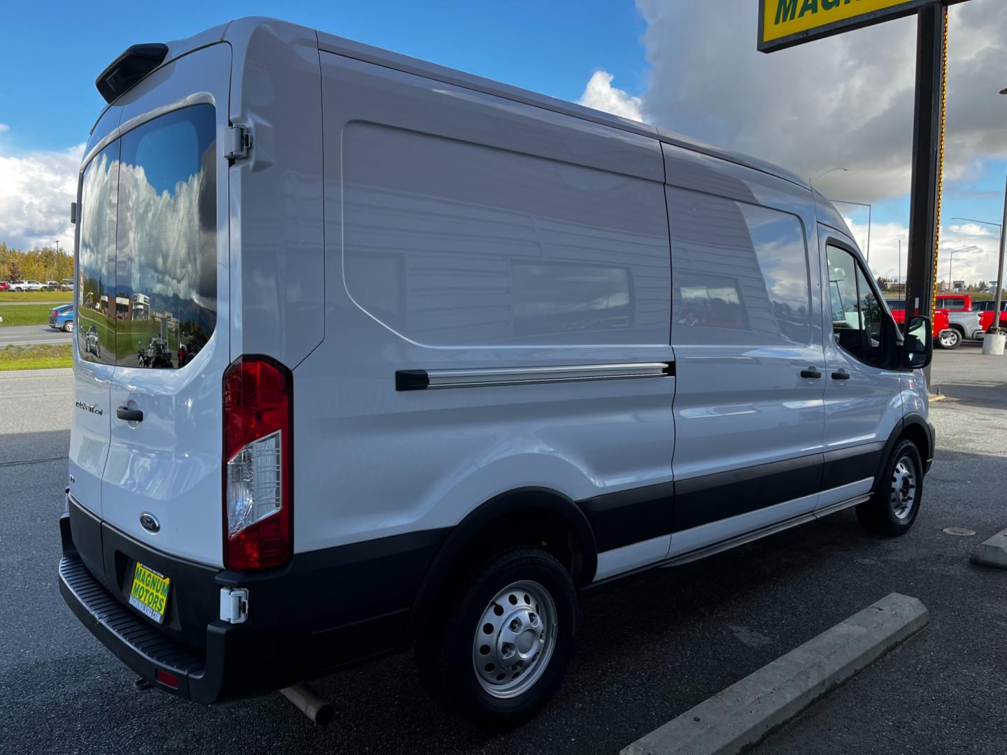 2021 White /Black Ford Transit 250 Van Med. Roof w/Sliding Pass. 148-in. WB (1FTBR2C84MK) with an 3.5L V6 DOHC 24V engine, 6A transmission, located at 1960 Industrial Drive, Wasilla, 99654, (907) 274-2277, 61.573475, -149.400146 - Photo#4