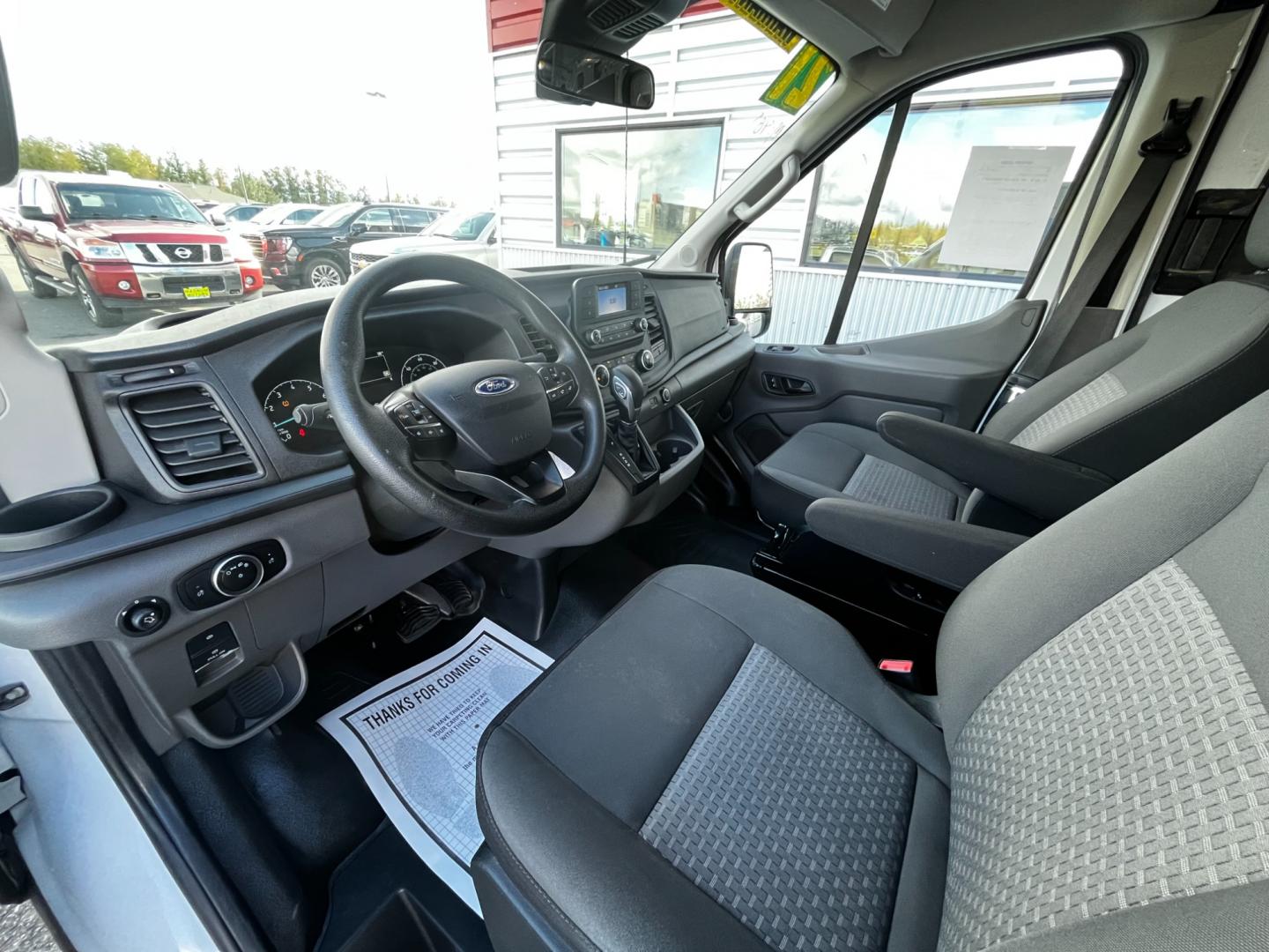 2021 White /Black Ford Transit 250 Van Med. Roof w/Sliding Pass. 148-in. WB (1FTBR2C84MK) with an 3.5L V6 DOHC 24V engine, 6A transmission, located at 1960 Industrial Drive, Wasilla, 99654, (907) 274-2277, 61.573475, -149.400146 - Photo#7