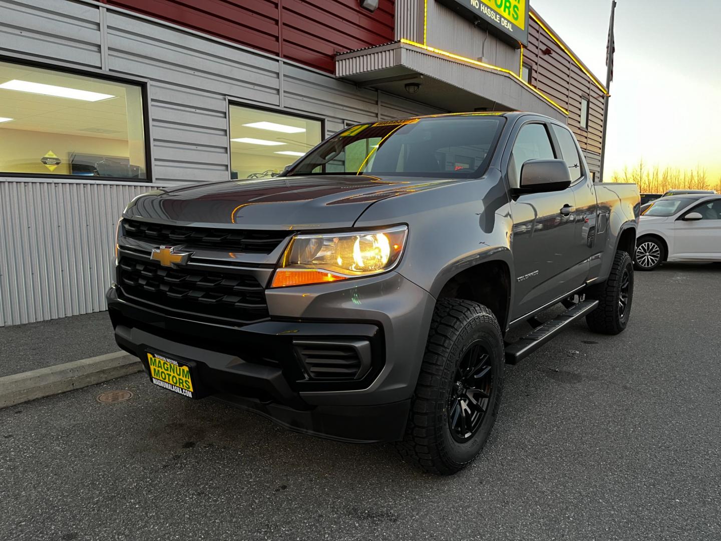 2021 Gray /Black Chevrolet Colorado Ext. Cab 4WD (1GCHTCEA4M1) with an 2.5L L4 DOHC 16V GAS engine, 6A transmission, located at 1960 Industrial Drive, Wasilla, 99654, (907) 274-2277, 61.573475, -149.400146 - 2" Lift w/Custom wheels and tires. - Photo#0