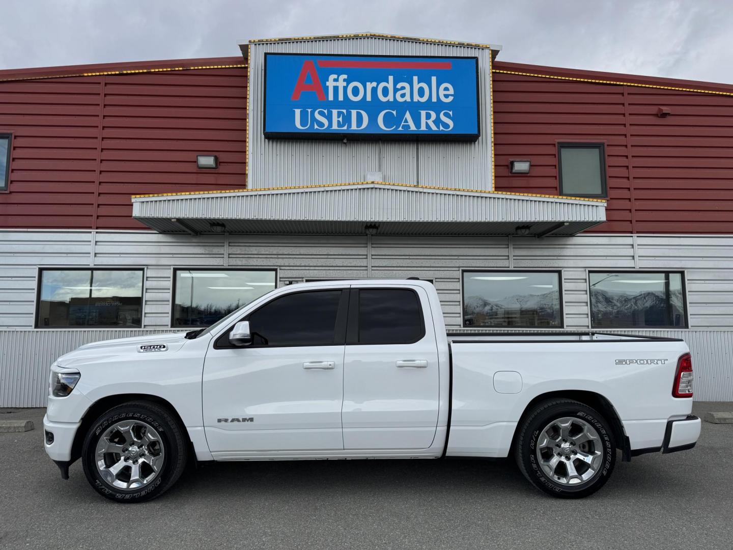 2019 WHITE RAM 1500 SPORT Quad Cab 4WD (1C6SRFBT2KN) with an 5.7 L V8 engine, 8A transmission, located at 1960 Industrial Drive, Wasilla, 99654, (907) 274-2277, 61.573475, -149.400146 - Photo#0