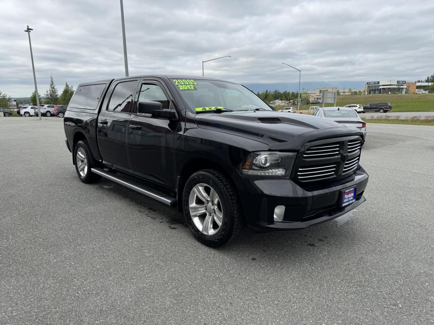 2017 BLACK RAM 1500 Sport Crew Cab SWB 4WD (1C6RR7MT3HS) with an 5.7L V8 OHV 16V engine, 8A transmission, located at 1960 Industrial Drive, Wasilla, 99654, (907) 274-2277, 61.573475, -149.400146 - Photo#3